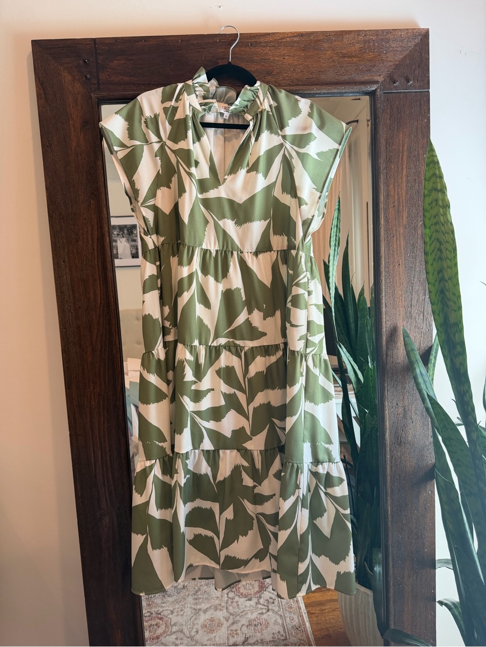 Crosby Green and White Midi Dress